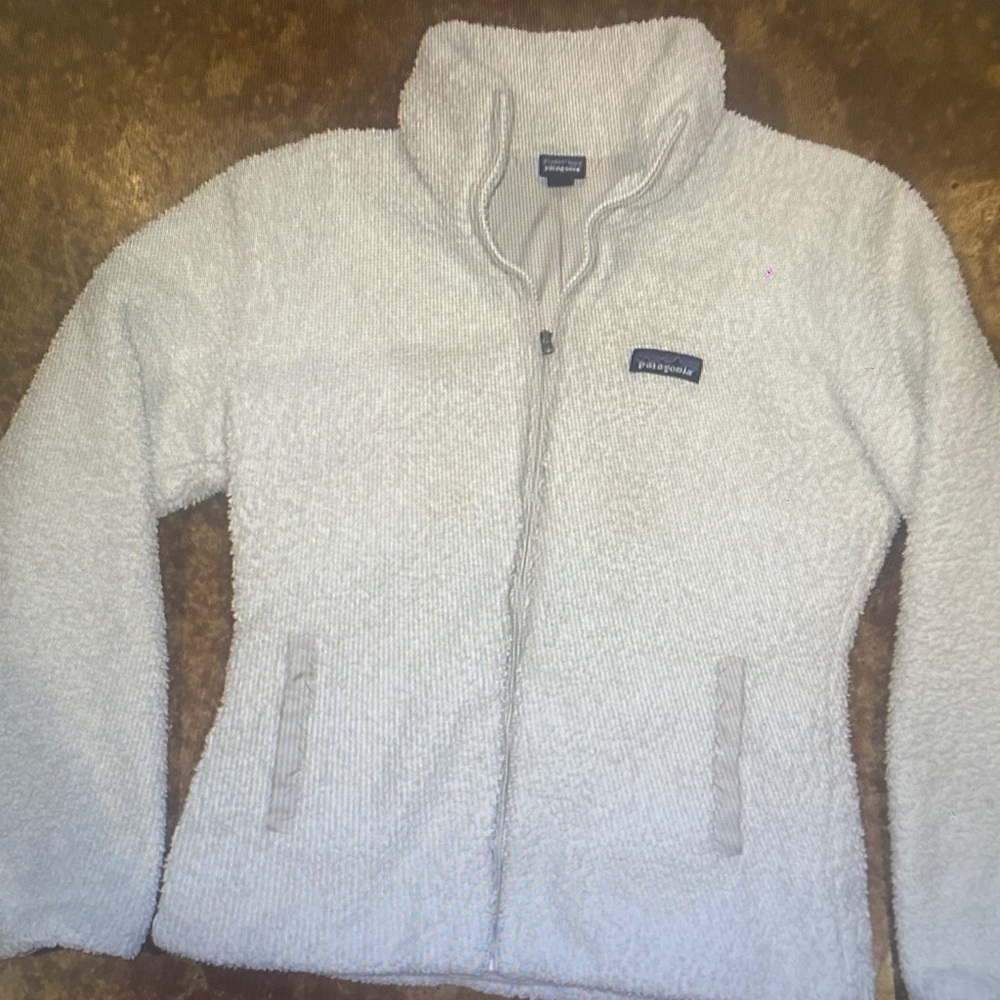 Patagonia Off-White Sherpa Fleece Zip Jacket